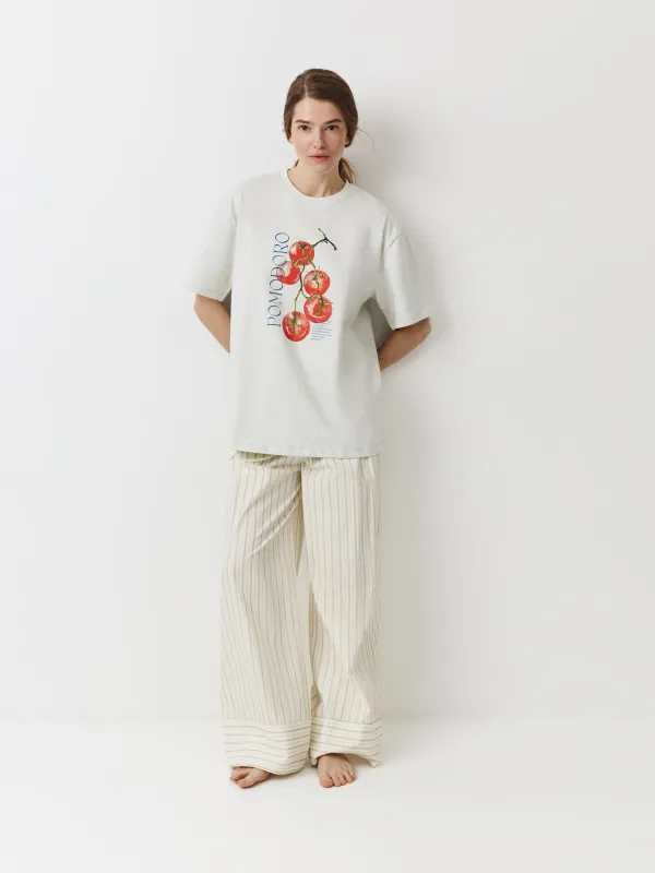 Футболка женская, р. S, хлопок, серый меланж, Pomodoro, Alvida, image-1