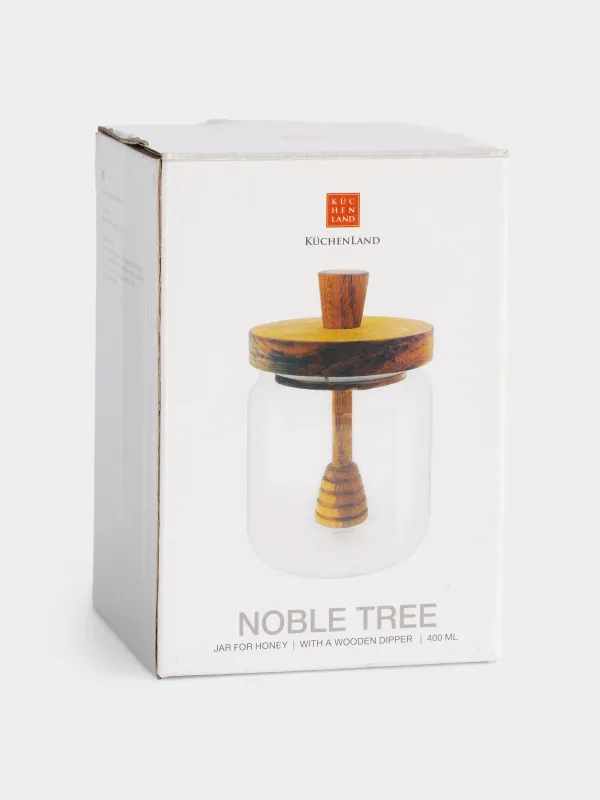 Балға арналған банкі, 400 мл, қасықпен, пайдаланылған шыны/ағаш, Noble tree, image-5