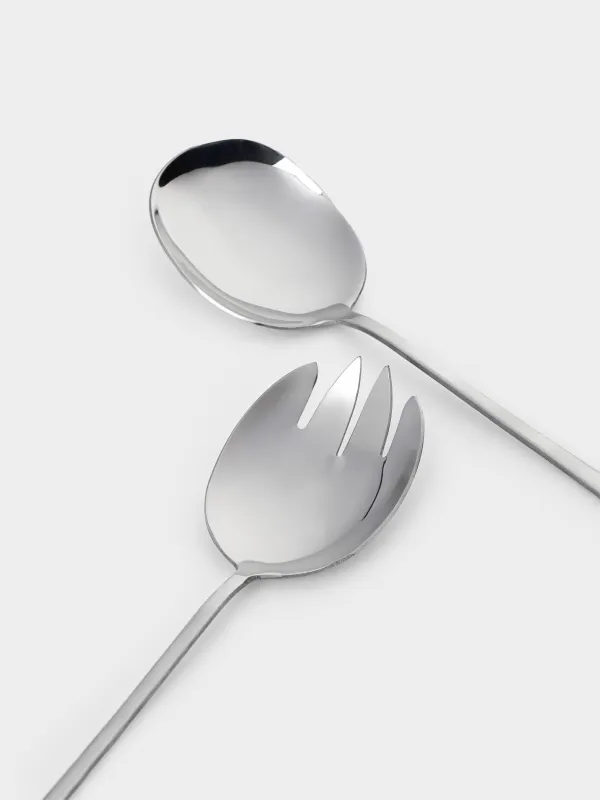 Салат ыдысы, 23 см, 2,7 л, 3 зат, қасық/шанышқымен, шыны Б/болат, Clear, image-5