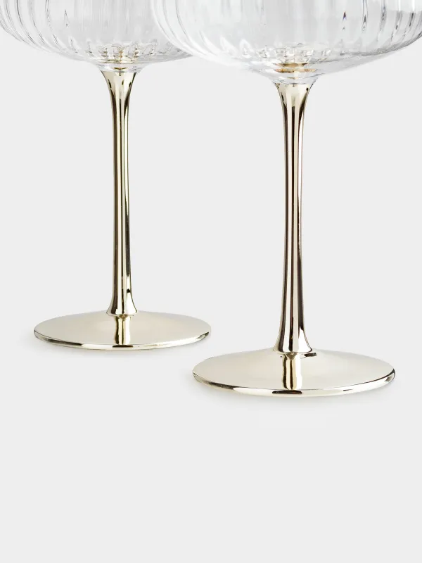 Шампан бокалы, 220 мл, 2 дана, шыны, алтын табан, Glyfada, image-3
