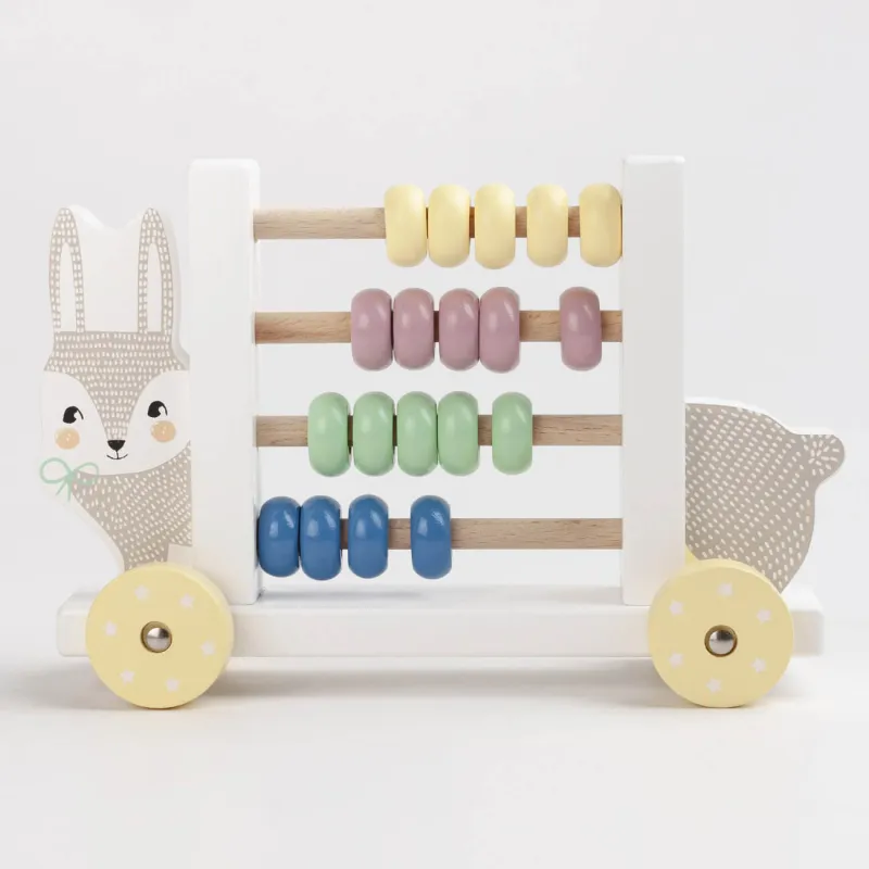 Игрушка развивающая, 20 см, дерево, Счеты на колесах, Kiddy
