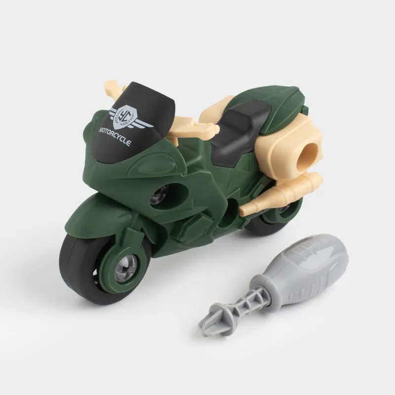 Конструктор, 10х15 см, бұрауышпен, пластик, жасыл, Мотоцикл, Traffic
