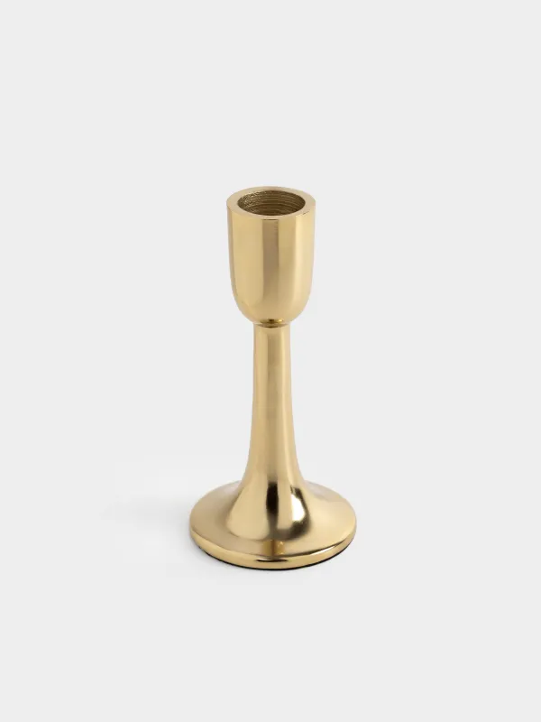 Шам ұстағыш, 13 см, жіңішке шамға арналған, аяқты, металл, алтын түстес, Fantastic gold, image-1
