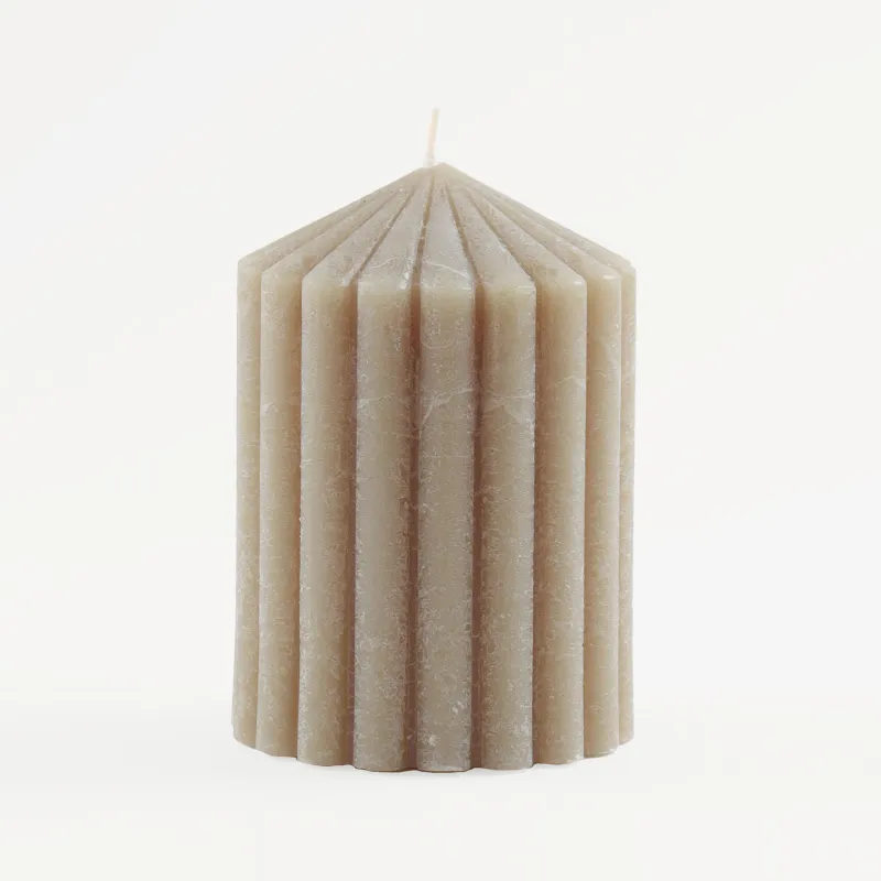 Свеча, 11 см, цилиндрическая, зеленая, Ribbed candle, image-0