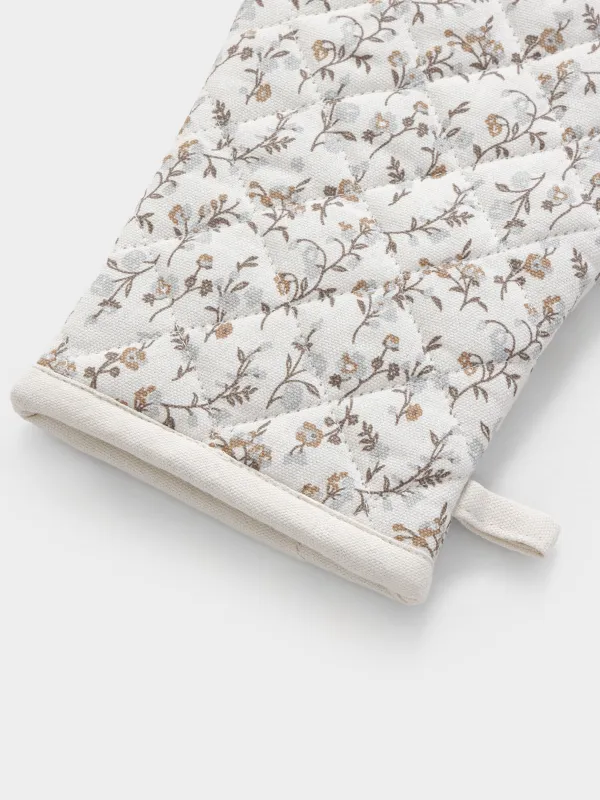 Ұстағыш-қолғап, 17х33 см, мақта, сүт түстес, Винтажды гүлдер, La flore, image-2