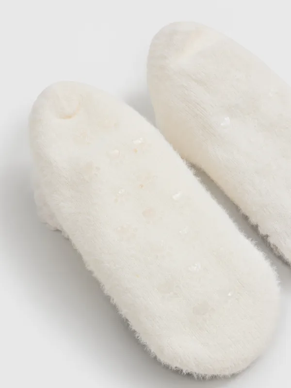 Әйелдер шұлықтары, үйге арналған, өлшемі 36-38, помпоны бар, акрил/шерпа, сүт түстес, Кірпі, Funny warm, image-3