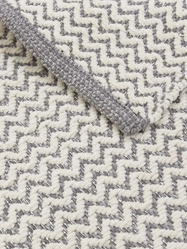 Кілем, 50х80 см, мақта, АҚ және сұр, лурекс Зигзагтары, Shiny threads, image-2