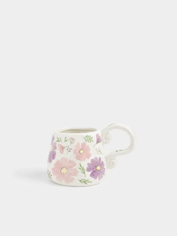 Саптыаяқ, 420 мл, керамика, сүт түстес, Гүлдер, Crumple flower, image-0