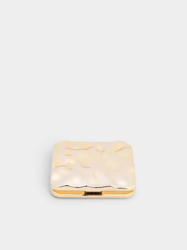 Зеркало карманное, 8x8 см, двустороннее, сталь, золотистое, Волны, Wave, image-2