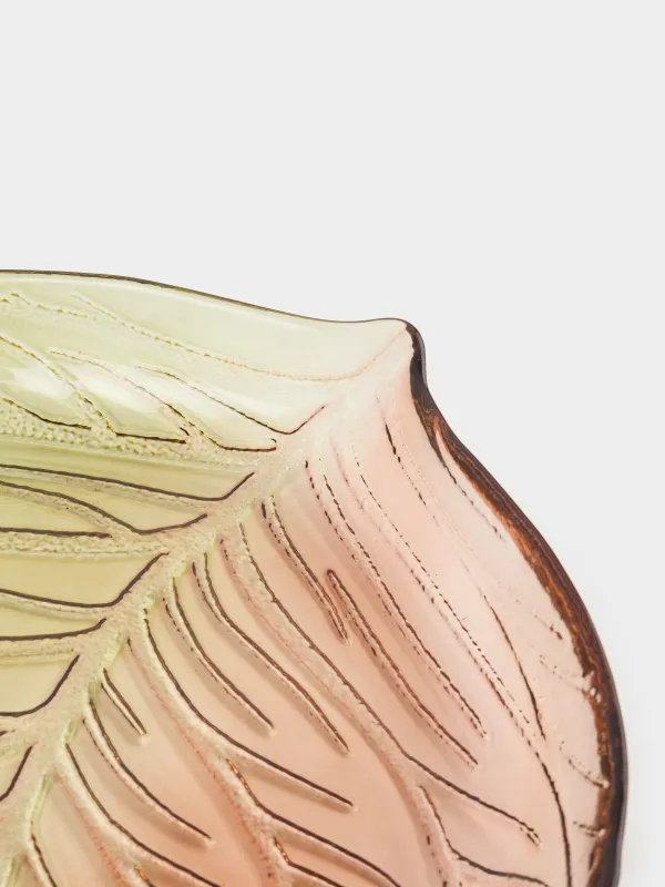 Ыдыс, 27х23х4 см, шыны, жасыл-кәріптас, Жапырақ, Leaves, image-2