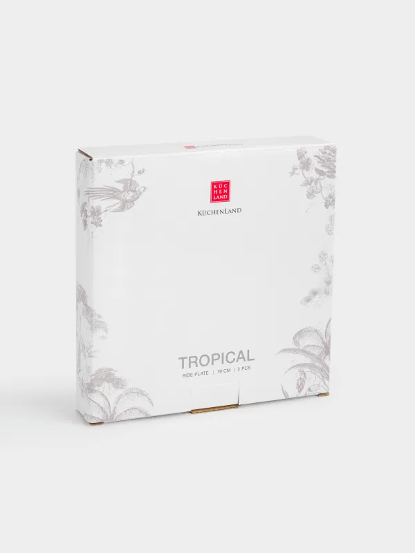 Тіскебасар тәрелкесі, 19 см, 2 дана, фарфор P, ақ және сарғылт-қоңыр, Джунгли, Tropical, image-6