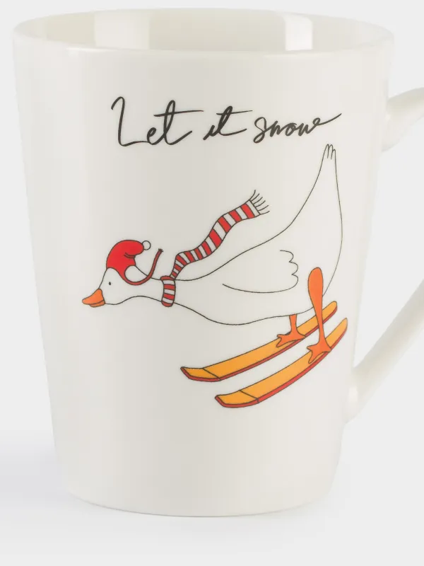 Кружка, 420 мл, фарфор N, белая, Гуси, Goose christmas, image-4