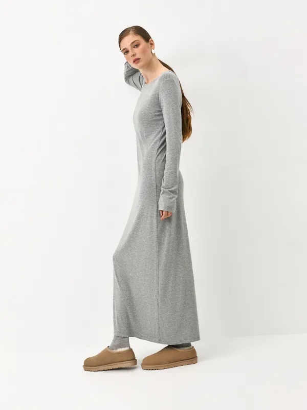 Әйелдер көйлегі, макси, өлшемі L, ұзын жеңді, вискоза/спандекс, сұр, Alfonsina, image-2