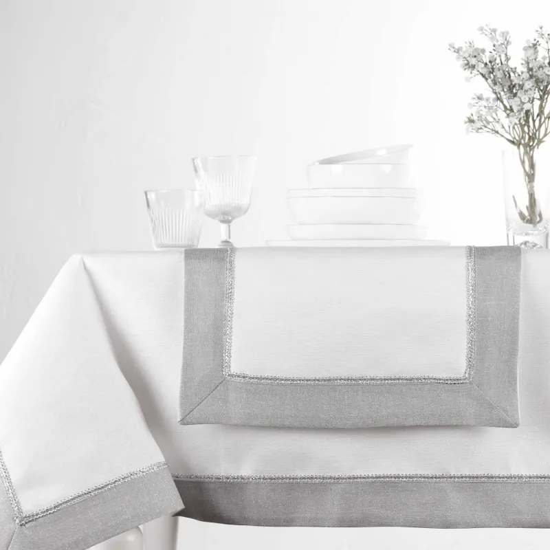 Жұмыс үстелі жолы, 40х160 см, полиэстер, АҚ және сұр, Milky way, image-0