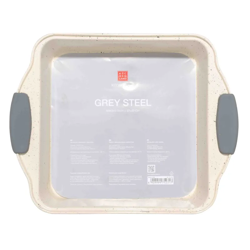 Пісіруге арналған табақ, 27х22 см, қапталған, болат / силикон, тікбұрышты, сұр, Resto, image-3