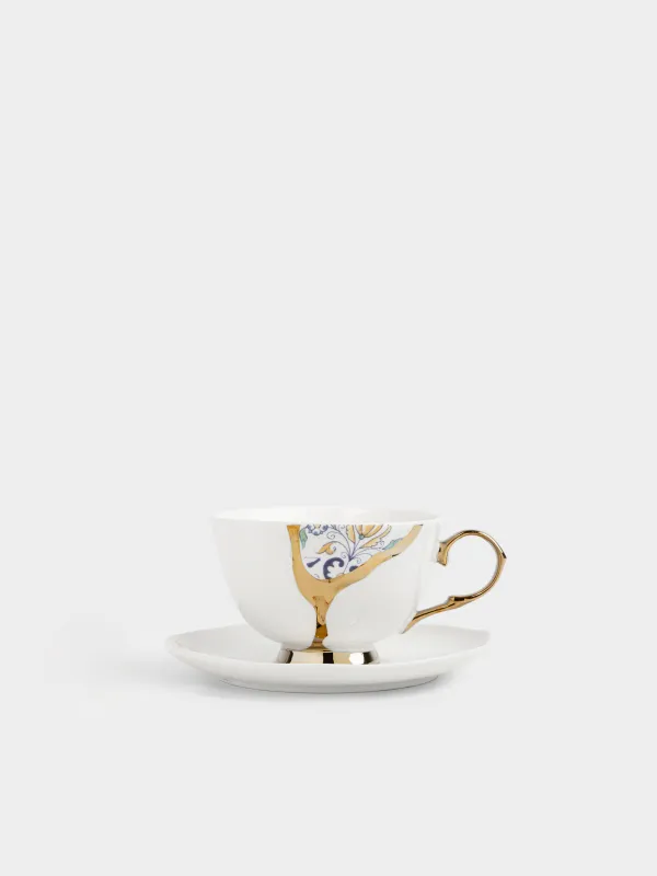 Шәй жұбы, 1 адам, 2 зат, 220 мл, фарфор N, ақ-алтын, Кинцуги, Revival, image-0