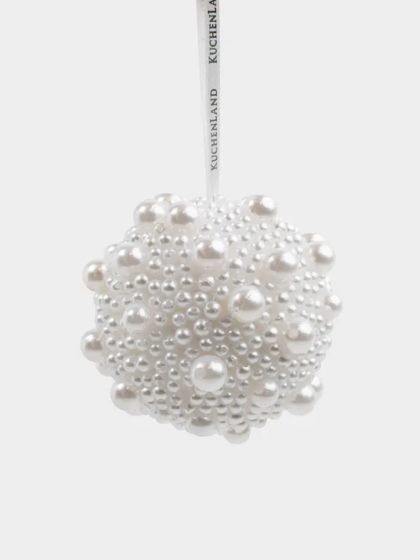 Игрушка елочная, 8 см, пенопласт/пластик, молочная, Шар в бусинах, Ball sparkle, image-0