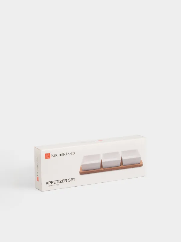 Набор для закусок, 3 пр, на подставке, керамика/бамбук, Квадратные пиалы, Bamboo, image-7