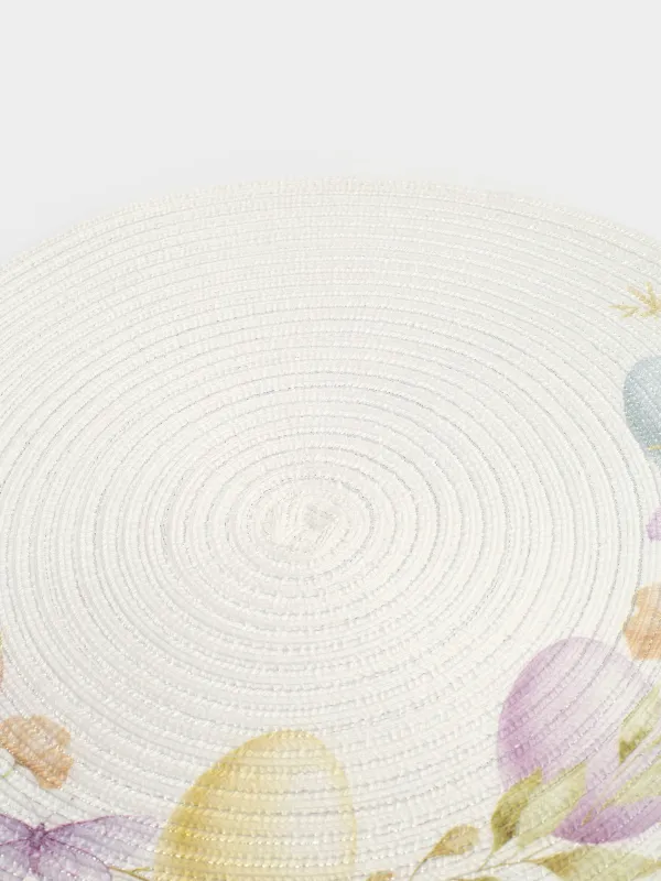 Аспаптарға арналған майлық, 38 см, полиэстер, дөңгелек, ақ, Пасха жұмыртқалары, Rotary print, image-3