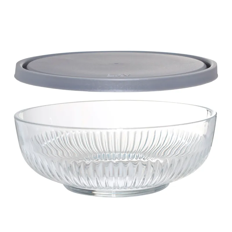 Салатник, 20х7 см, 1,4 л, с крышкой, стекло Р/пластик, Madeira, image-1