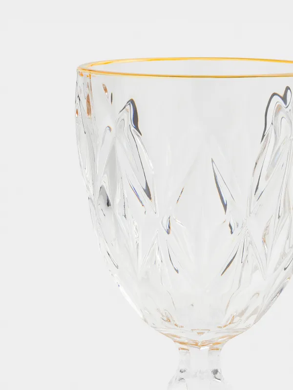 Шарап бокал-кубогы, 300 мл, шыны Р, алтын жиегі бар, Rhomb gold, image-4