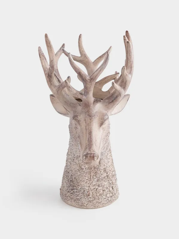 Сәндік ваза, 40 см, полирезин, қоңыр, Бұғы басы, Deer, image-0