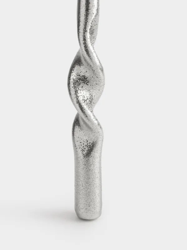 Шам, 25 см, 2 дана, жіңішке, жылтырақтары бар, күміс, Шиыршық, Spiral shape, image-2