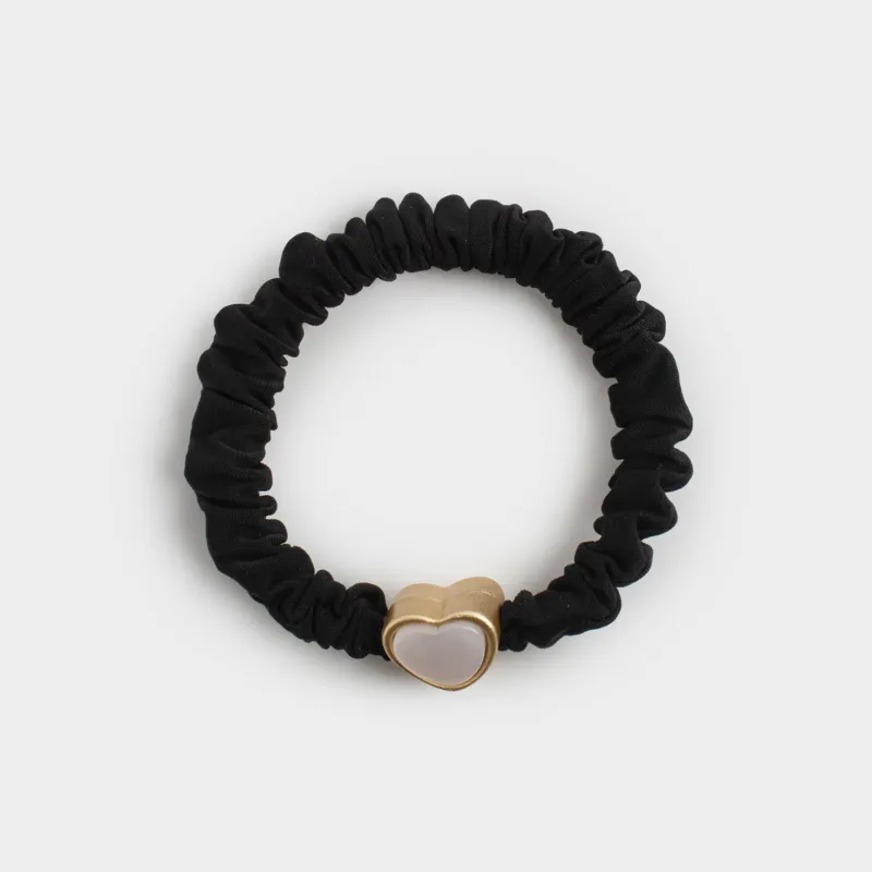 Шаш резеңкесі, 6 см, сәтен/пластик, қара, Жүрек, Silk