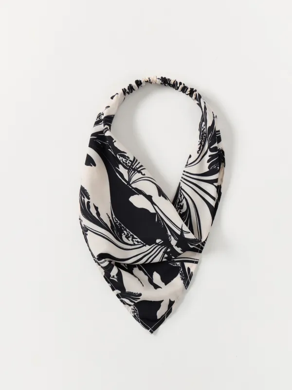 Бандана, 30 см, созылғыш, полиэстер, сүт түстес, Гүлдер, Kerchief, image-0