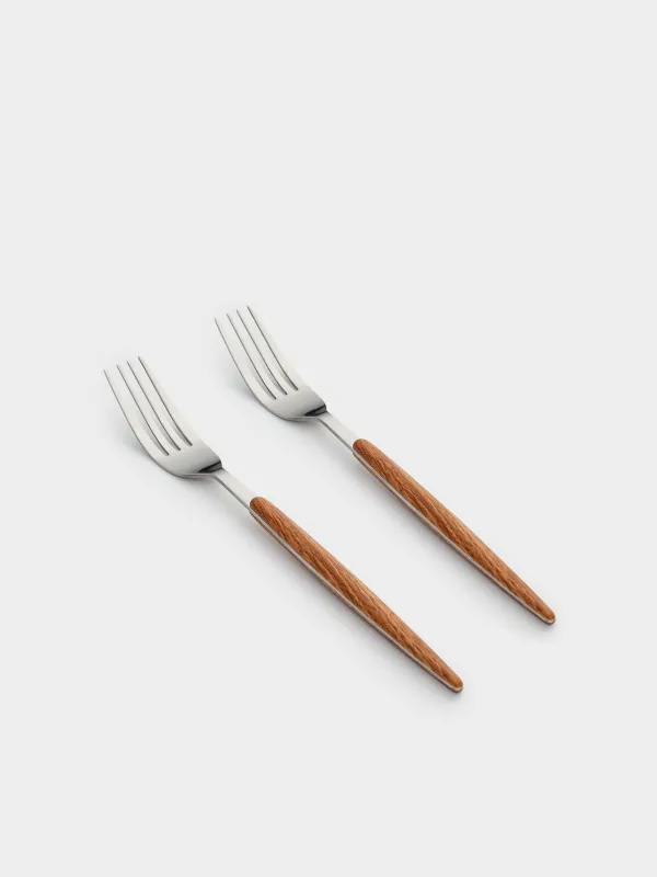 Вилка столовая, 2 шт, сталь/пластик, коричневая, Oslo, image-0
