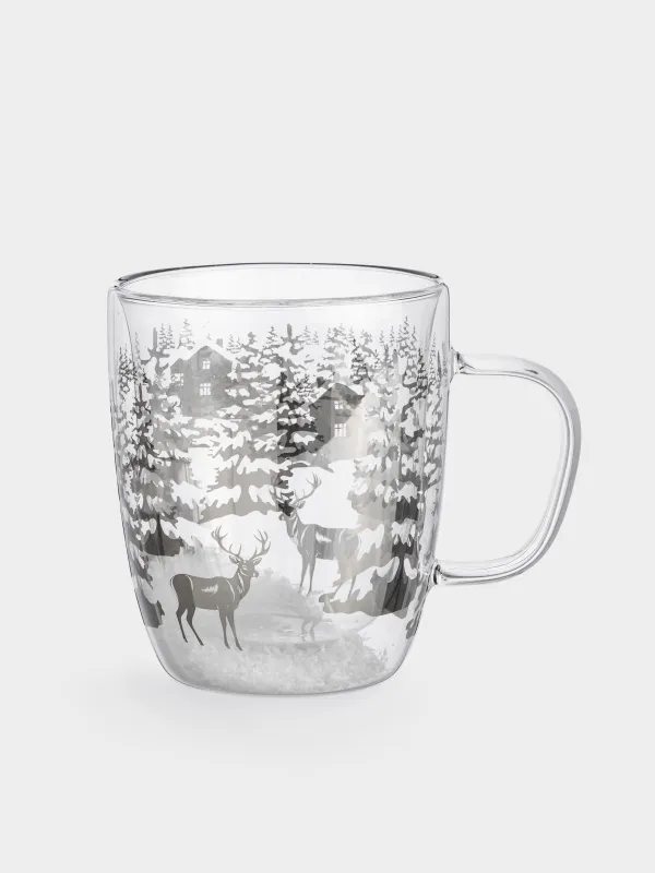 Саптыаяқ, 400 мл, шыны Б, ішінде қар бар, Ормандағы бұғы, Air decor, image-0