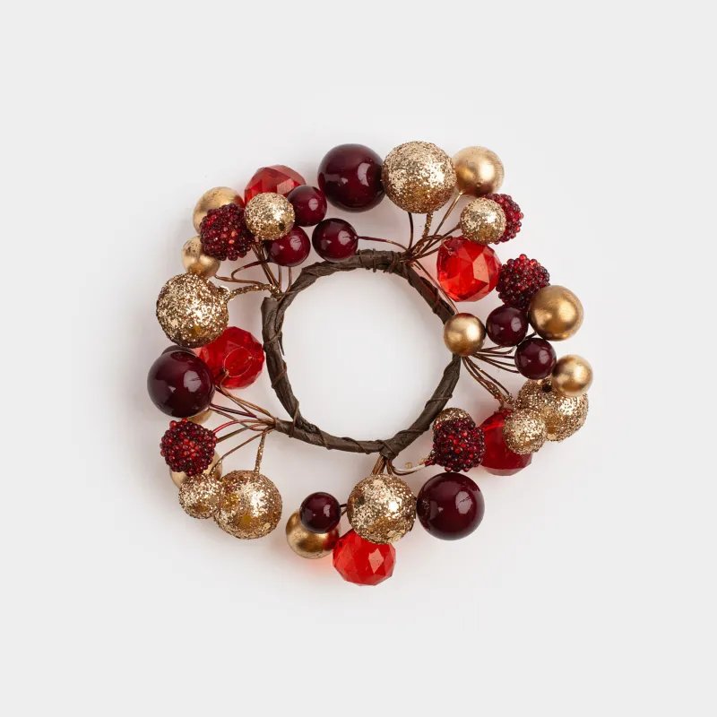 Майлық сақинасы, 5 см, пластик, қызыл және алтын, Рождестволық шарлар, Balls sparkle