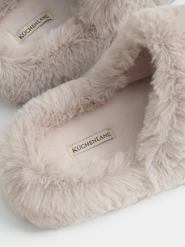 Әйелдер тәпішкелері, үйге арналған, өлшемі 36-37, жасанды үлбір, қоңыр, Bushy, image-4