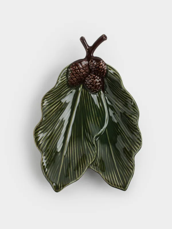 Ыдыс, 23х16 см, керамика, жасыл, Шырша бұтақтарындағы бүршіктер, Forest whispers, image-1