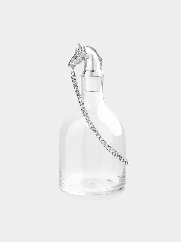 Вискиге арналған жиынтық, 2 адам, 3 зат, графин/стақандар, шыны, Күміс жылқы, Elegant horse, image-2