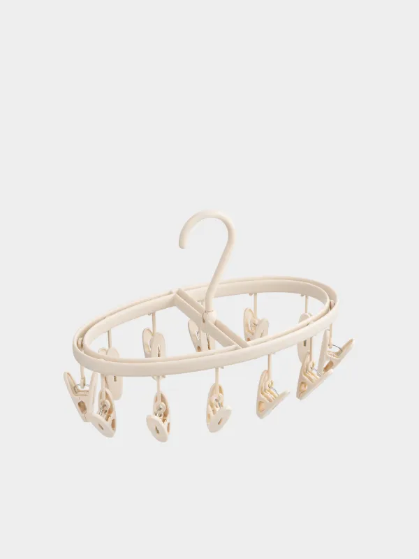 Шұлықтар мен іш киімдерге арналған кептіргіш, 12 киім қыстырғыш, аспалы, пластик, сарғылт-қоңыр, Compact, image-2