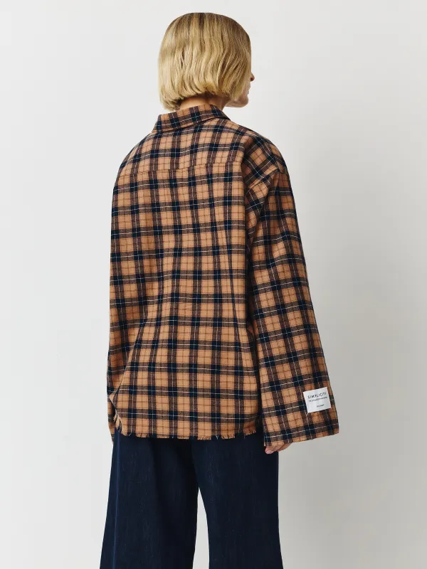 Рубашка с длинным рукавом, сине-коричневая, Leonor, image-3