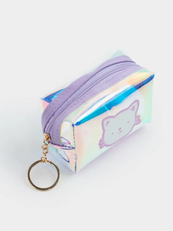 Салпыншақ-әмиян, 10х6 см, балаларға арналған, полиуретан, голография, Мысық, Cat, image-2