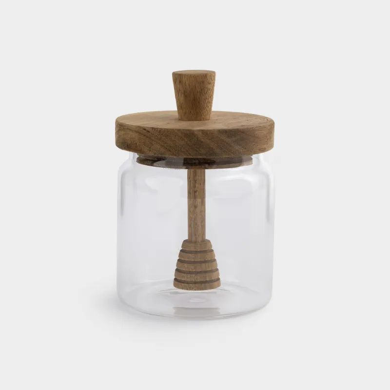 Балға арналған банкі, 400 мл, қасықпен, пайдаланылған шыны/ағаш, Noble tree