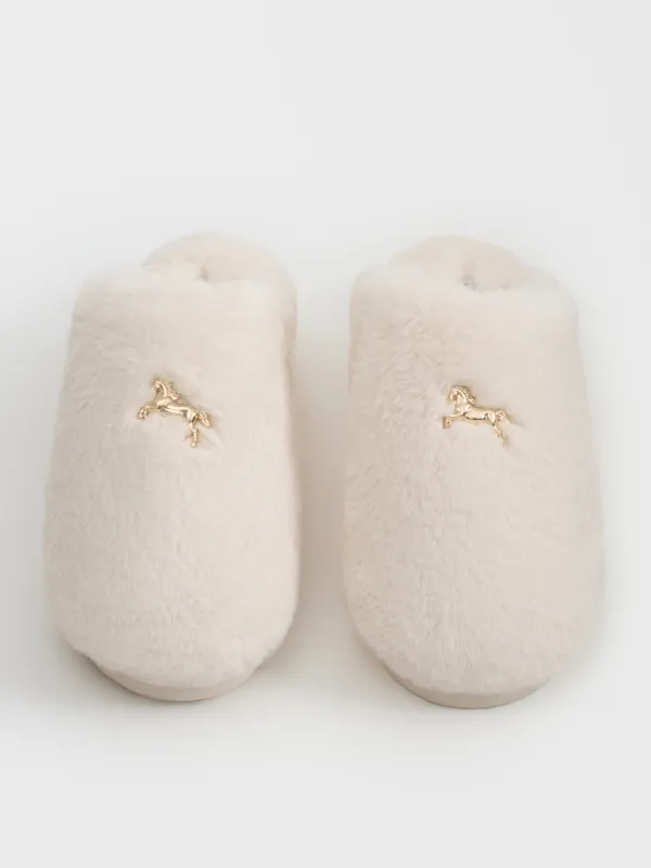 Әйелдер тәпішкелері, үйге арналған, өлшемі 36-37, жасанды үлбір, сүт түстес, Жылқы, Chain, image-2