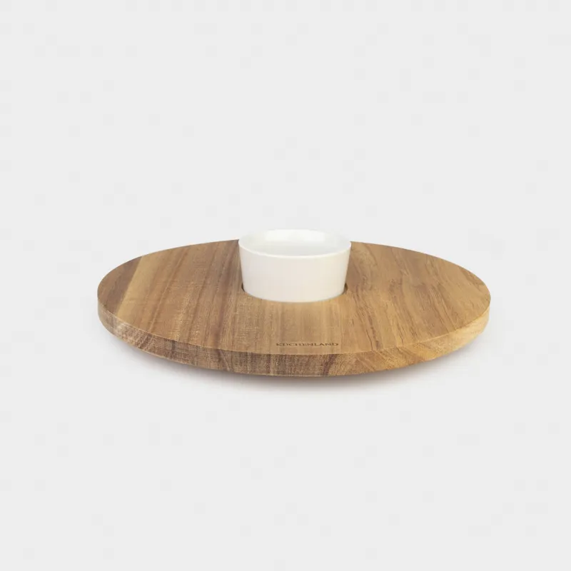 Дәмтатымдарға арналған табақ, 30 см, пиаласы бар, айналмалы, ағаш/фарфор P, Noble tree