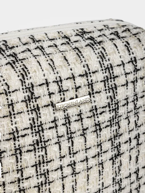 Косметикалық сөмке, 26х19 см, твид, ақ-қара, Wenal, image-1