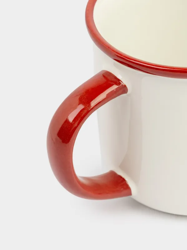 Саптыаяқ, 470 мл, керамика, ақ және қою қызыл, Шумақ жібі бар мысық, Winter friends, image-2