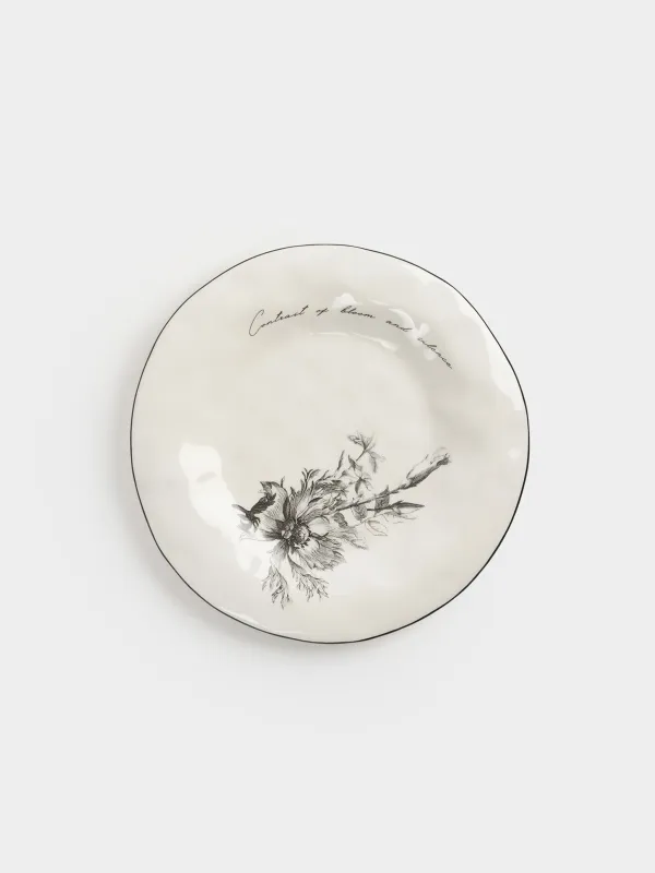 Тарелка обеденная, 28 см, керамика D, белая, Графичные цветы, Floria graphic, image-0