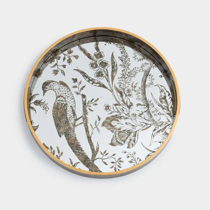 Поднос, 36 см, пластик/стекло, круглый, зеркальный, Птица, Bluebird, image-2