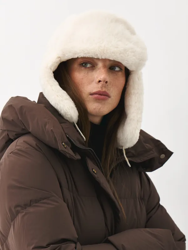 Әйелдер құлақшын-бас киімі, бірыңғай өлшем, жасанды үлбір, сүт түстес, Furry, image-1