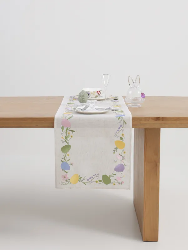 Үстел төсеніші, 40х160 см, полиэстер/зығыр, сарғылт-қоңыр, Пасха жұмыртқалары, Easter, image-2