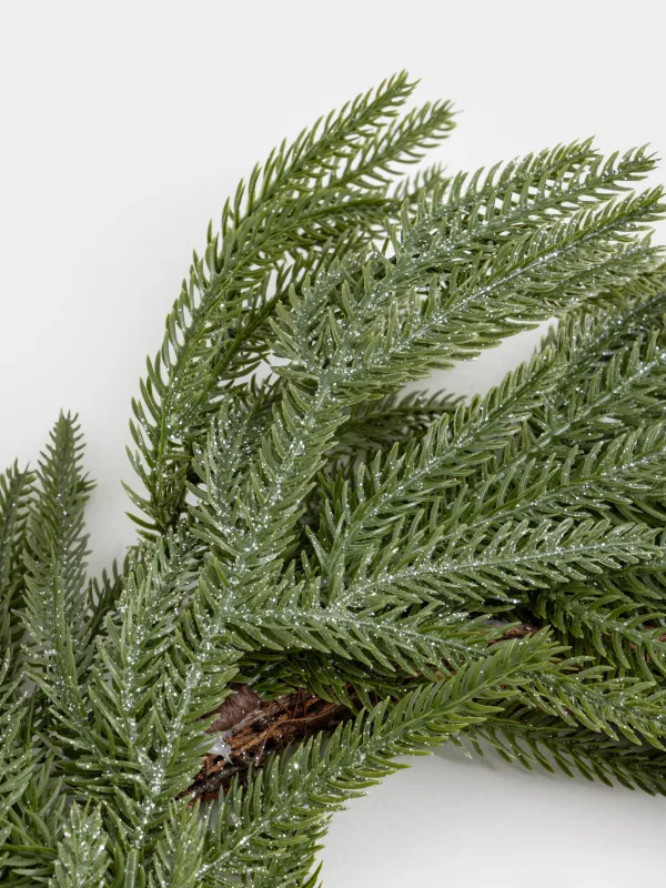 Сәндік гүл шоғы, 18/55 см, пластик/қағаз, Күміс түсті жылтырақтары бар қылқан инелер, Conifer decor, image-4