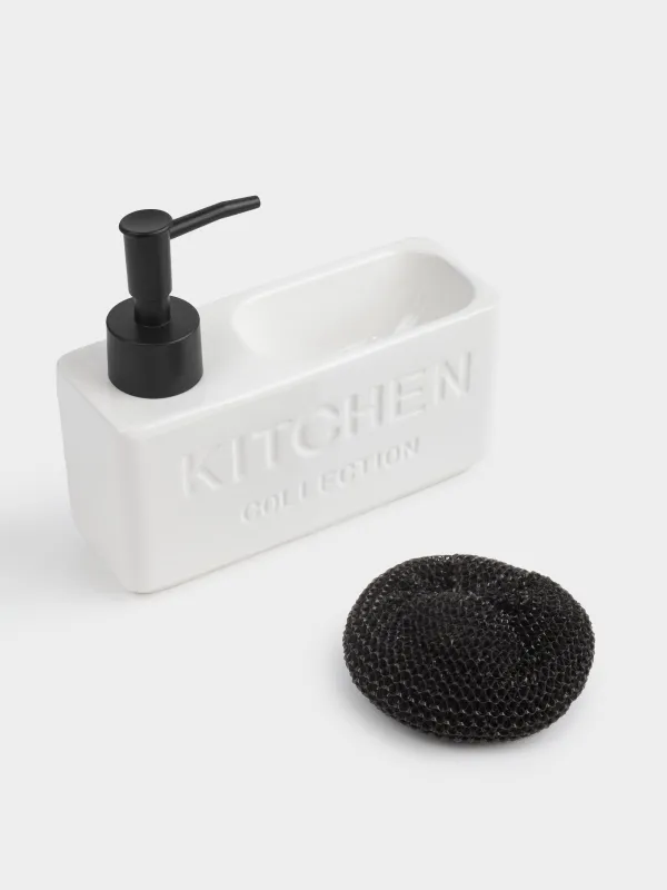 Диспенсер для моющего средства, 400 мл, с губкой, Ceramo, image-7