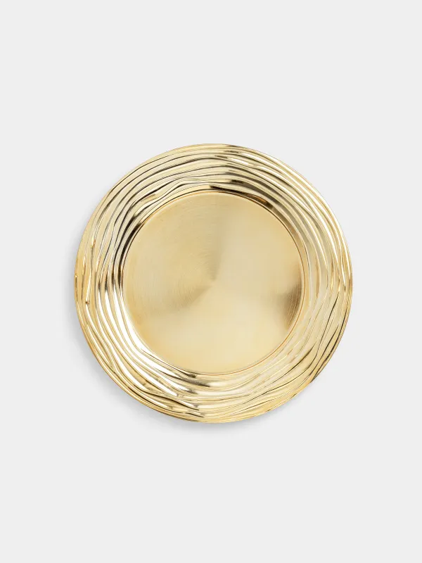 Тарелка подстановочная, 33 см, пластик, золотистая, Волны, Plastic wave, image-0